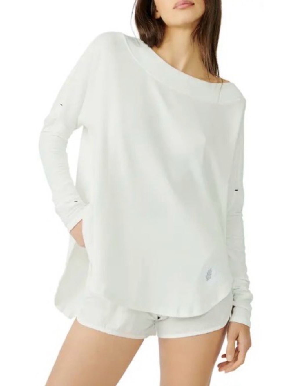 FP Movement Simply Layer Open Back Top M Ivory Ribbed Thumbhole Long Sleeve - Picture 2 of 11